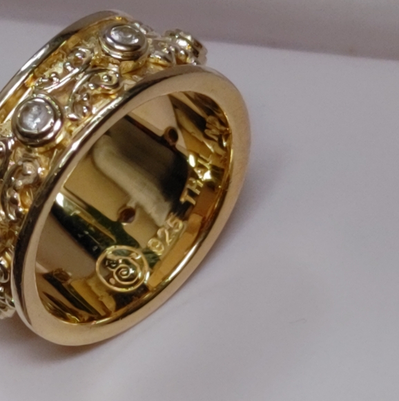 Gold Vermeil 925 Thailand Band Ring Byzantine Style Size 8 - Picture 6 of 15